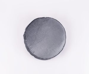 Amity home lia pillow in steel blue   round velvet texture