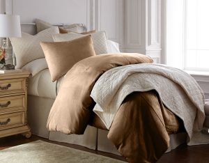 Amity home lia rayon velvet duvet cover in caramel   soft velvet texture