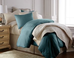 Amity home lia rayon velvet duvet cover in peacock   soft velvet texture