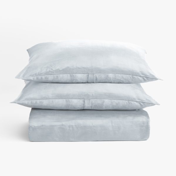 Lia Rayon Velvet Duvet Cover, Limestone