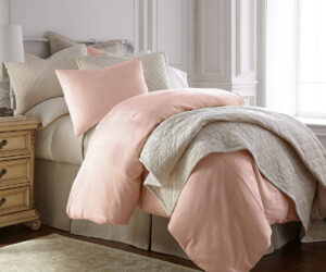 Amity home lia rayon velvet duvet cover in petal pink   soft velvet texture
