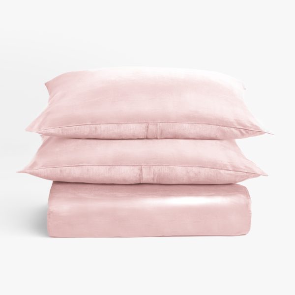 Lia Rayon Velvet Duvet Cover, Petal Pink