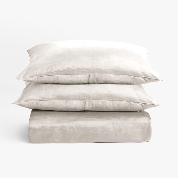 Lia Rayon Velvet Duvet Cover, Oyster