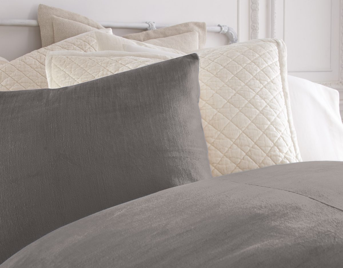 Lia Rayon Velvet Duvet Cover, Ash Grey - Image 3
