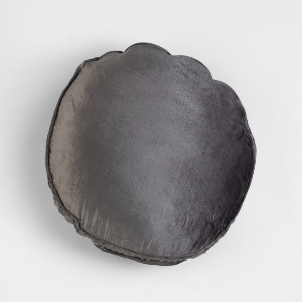 Amity Home Lia Pillow in Ash Grey - Round with Scalloped Edge