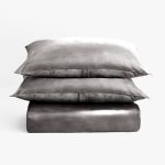 Amity home lia rayon velvet duvet cover in ash grey   plush velvet texture