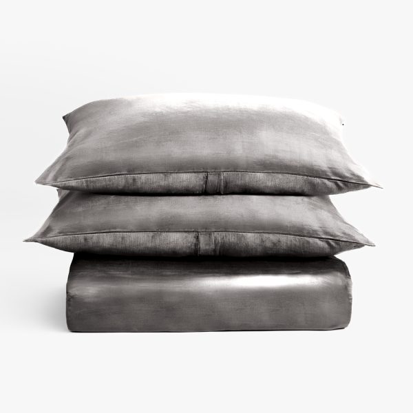 Lia Rayon Velvet Duvet Cover, Ash Grey