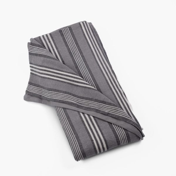 Amity home langston linen duvet cover in grey   woven stripe pattern