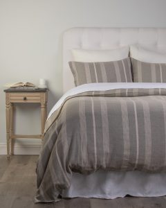 Amity home clement duvet cover set in taupe striped   vertical striped design