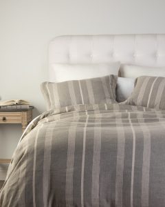 Amity home clement duvet cover in grey striped   vertical stripe pattern