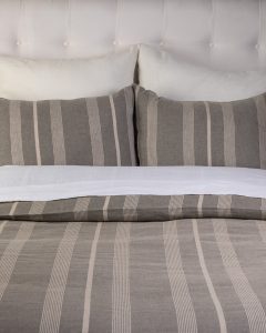 Amity home clement duvet cover in taupe striped   textured linen look