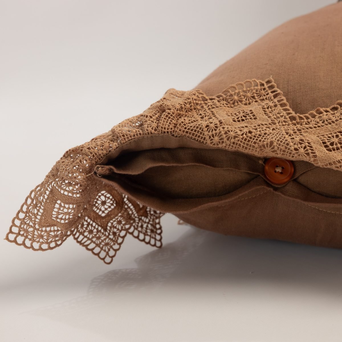 Camilla Lace Linen Duvet Cover, Camel (Limited Edition) - Image 5