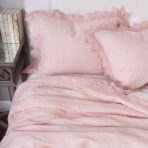 Camilla Lace Linen Duvet Cover, Petal Pink - Image 2