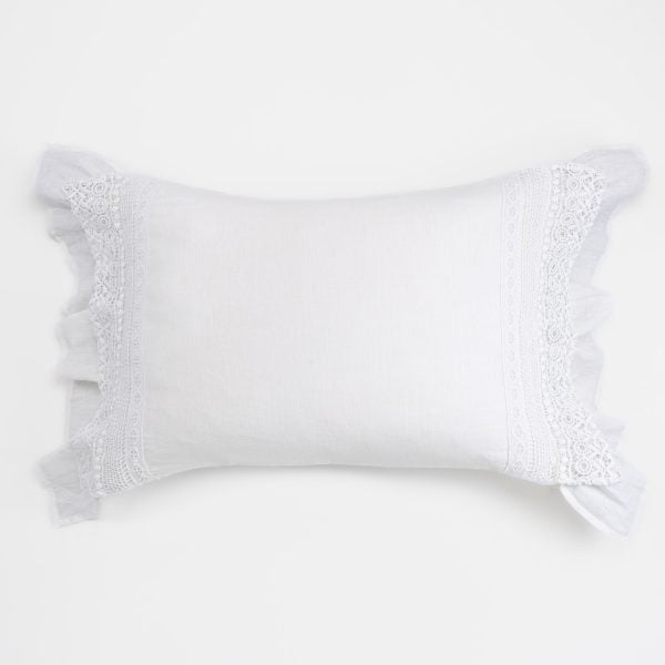 Amity home bellamy sham in white   delicate ruffled lace trim