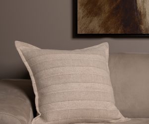 Amity home rugby sham pillow in natural   horizontal textured stripes