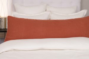 Amity home ranier linen body pillow in burnt sienna   frayed edge