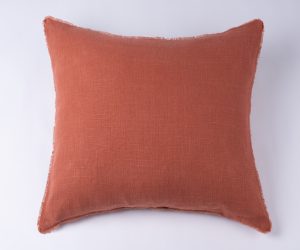 Amity home ranier linen pillow in burnt sienna   frayed edge