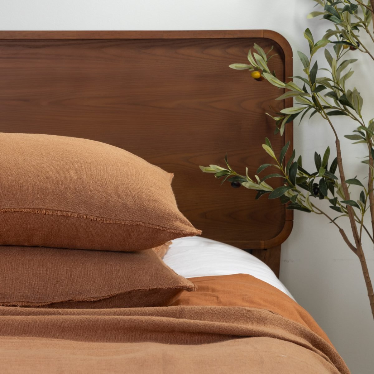 Amity home ranier linen duvet cover in ochre   frayed edges