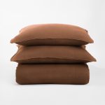 Amity home ranier linen duvet cover in ochre   frayed linen texture