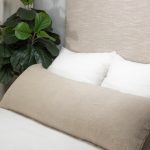 Amity home ranier linen body pillow in natural   raw edge detail