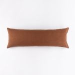 Amity home ranier linen body pillow in saddle   frayed edges