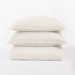 Amity home ranier linen duvet cover in ivory   frayed edge detail