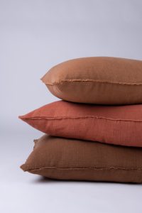 Amity home ranier 21 drop 3 panel bed skirt in ochre   frayed edge detail