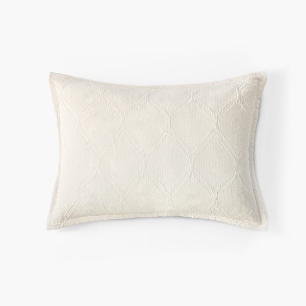 Amity home vasco sham in ivory   geometric woven pattern