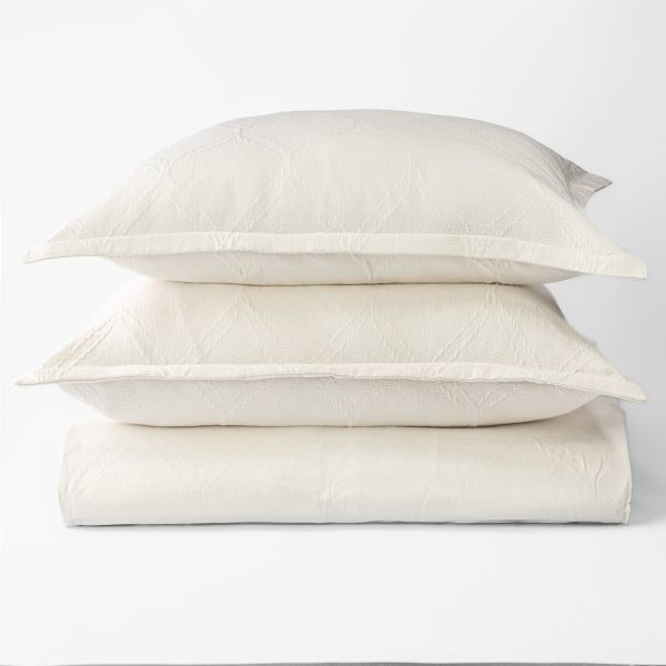 Amity Home Vasco Duvet Cover in Ivory - Subtle Geometric Texture