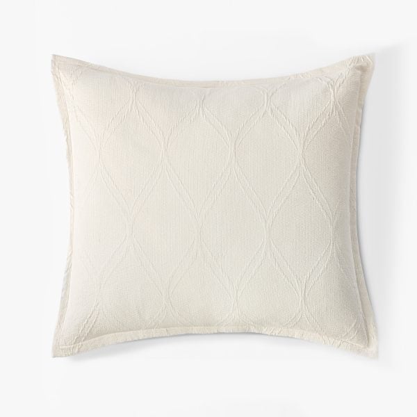 Amity home vasco sham in ivory euro   subtle diamond textured weave
