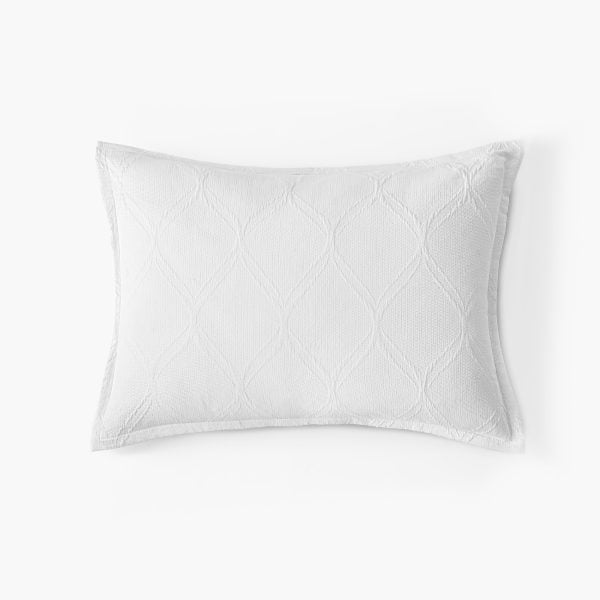 Amity home vasco sham in white   subtle geometric quilted pattern