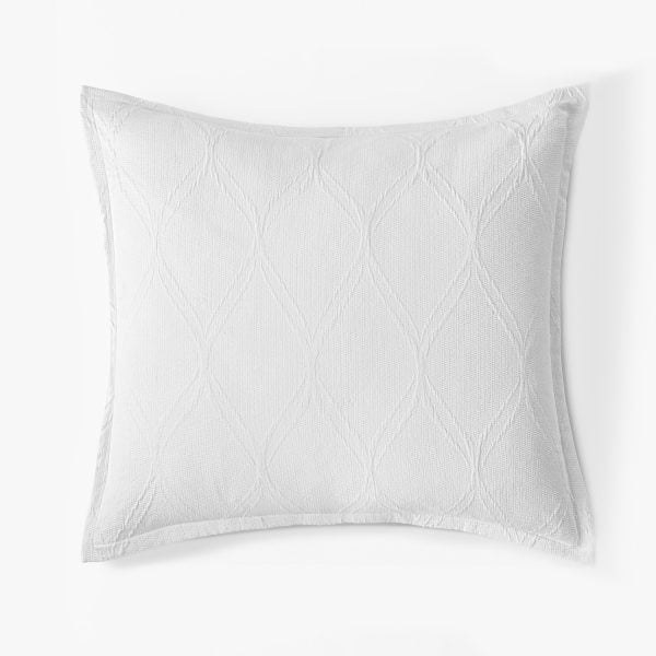 Amity home vasco sham white euro   subtle woven diamond pattern