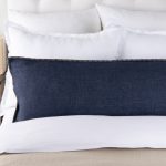 Amity home bryce linen body pillow in indigo   contrast edge stitching