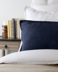 Amity home bryce linen body pillow in indigo   contrasting edge stitching