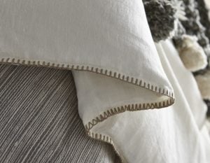 Amity home bryce duvet cover in ivory   blanket stitch edge