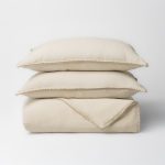 Amity home bryce duvet cover in ivory   decorative edge stitching