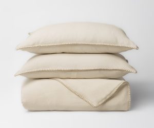 Amity home bryce duvet cover in ivory   decorative edge stitching