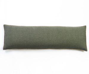 Amity home bryce linen body pillow in kale   contrasting whipstitch edge