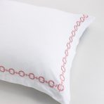 Amity home bellagio duvet cover in white with vintage rose   chain link embroidery