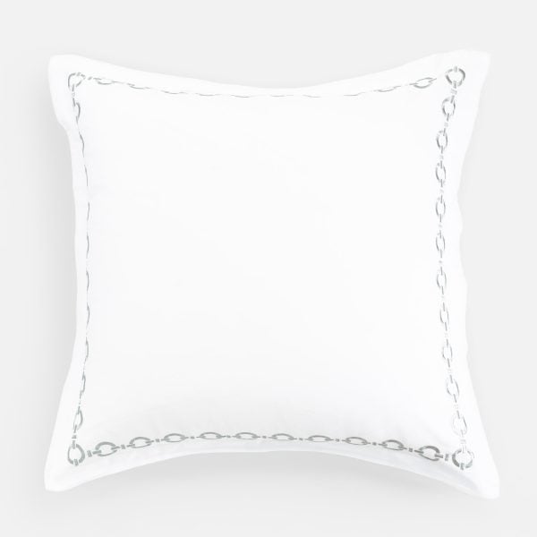 Amity home bellagio sham in seaglass   elegant chain link embroidery