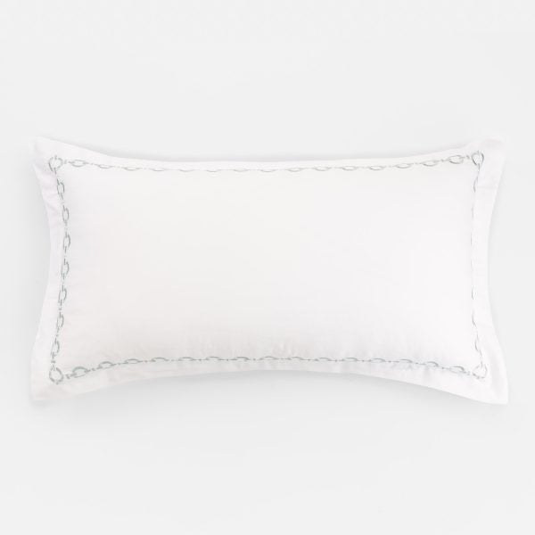 Amity home bellagio sham in seaglass   elegant chain link embroidery