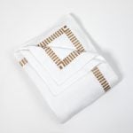 Amity home savona duvet cover in whitecaramel   geometric embroidered border