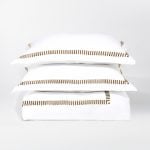 Amity home savona duvet cover in white with caramel   geometric embroidery