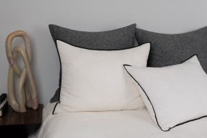 Amity home tyne duvet cover in ivory asphalt   black contrast piping