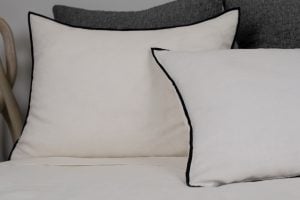 Amity home tyne duvet cover in ivory asphalt   black piping detail