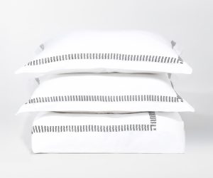 Amity home savona comforter set whitegrey   distinctive embroidered stripes