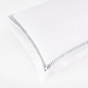 Amity home savona duvet cover in white with grey embroidery   embroidered stripe border