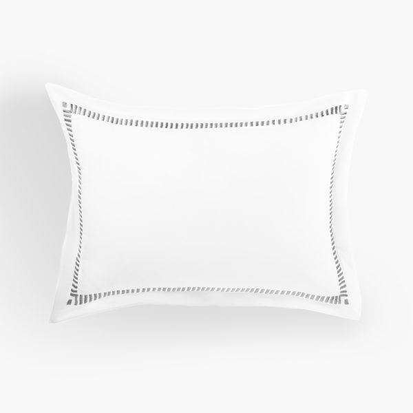 Amity home savona sham in white with grey   elegant stitched border