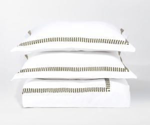 Amity home savona duvet cover in laurel   textured stripe embroidery