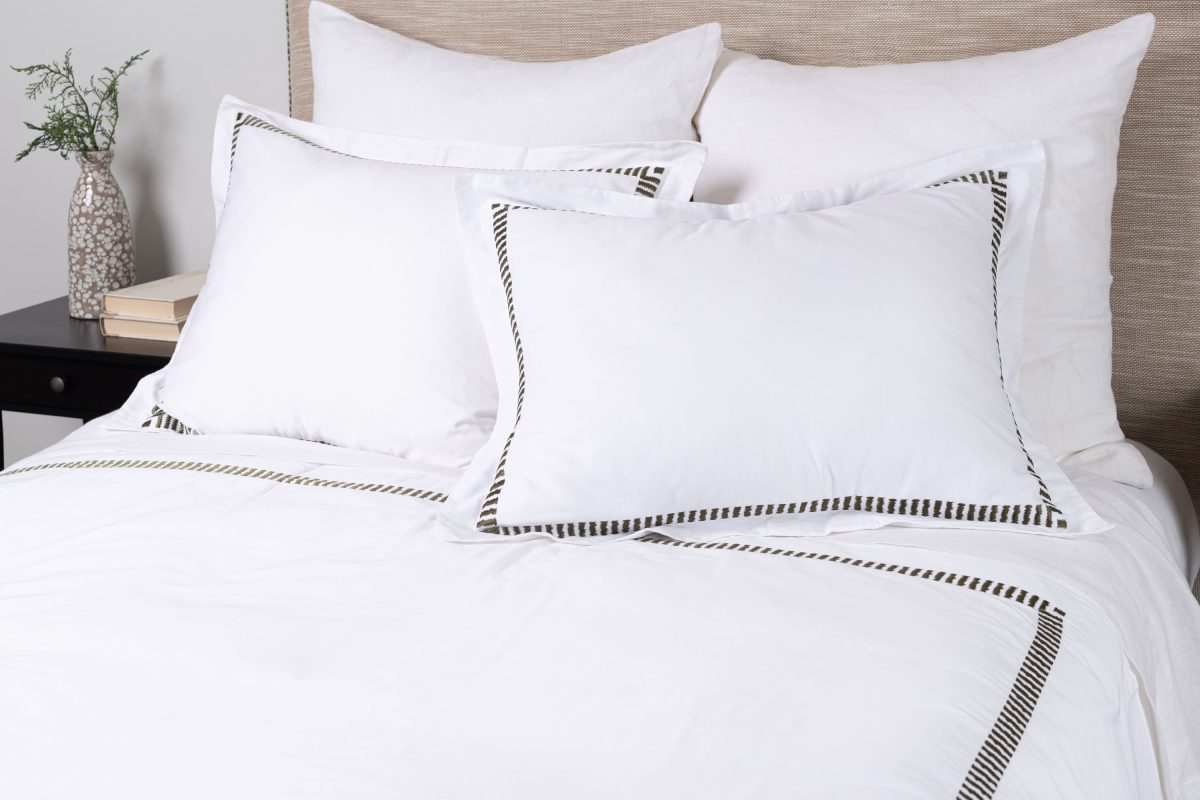 Amity home savona duvet cover laurel in white   embroidered stripe detail